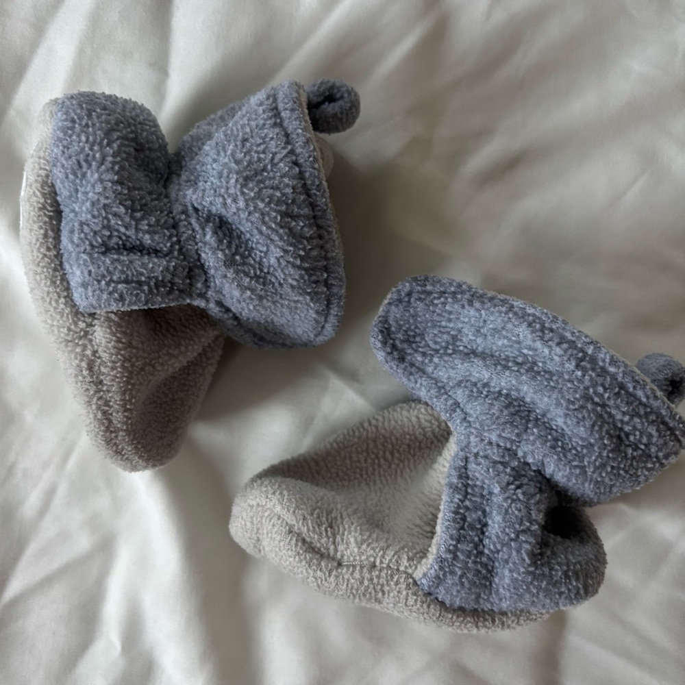 Cozy Gray Fleece Baby Booties